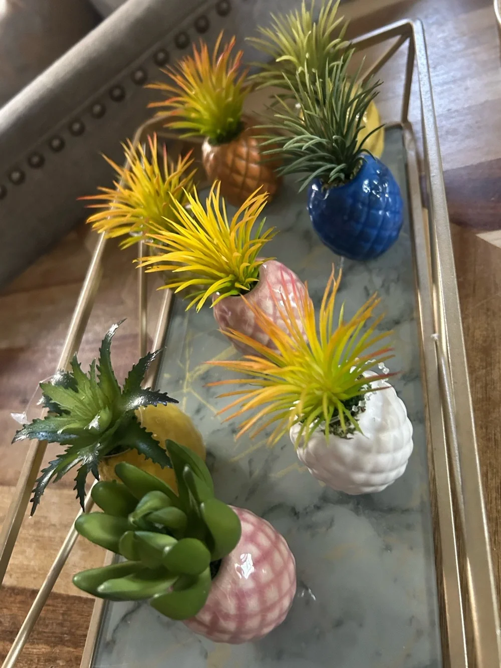 Set of 8 Pineapple Figurines Mini Vases Table Decorations Home Decor Party Multi